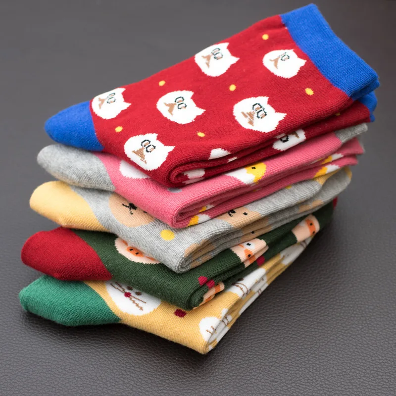 PEONFLY 5pairs/lot High Quality Women's Lovely Cartoon Socks Autumn Winter Funny Animal Socks Fashion Cute Cotton Dog Cat Socks