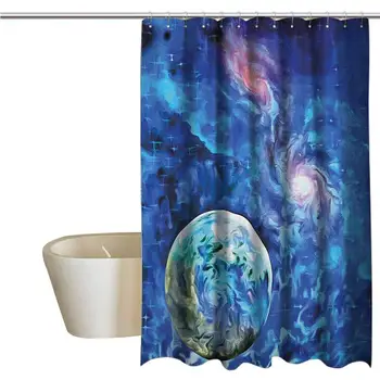 

Constellation Extra Long Shower Curtain Exo Solar Planet Painting Style Vibrant Universe Awesome Space Mildew Fabric Shower