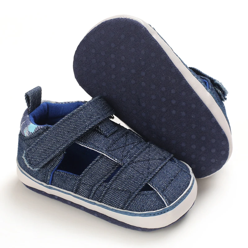 2021 NEW 0-18Months Kids Newborn Baby Boys Fashion Summer Soft Crib Shoes First Walker Anti Slip Sandals Shoes Soft Sole