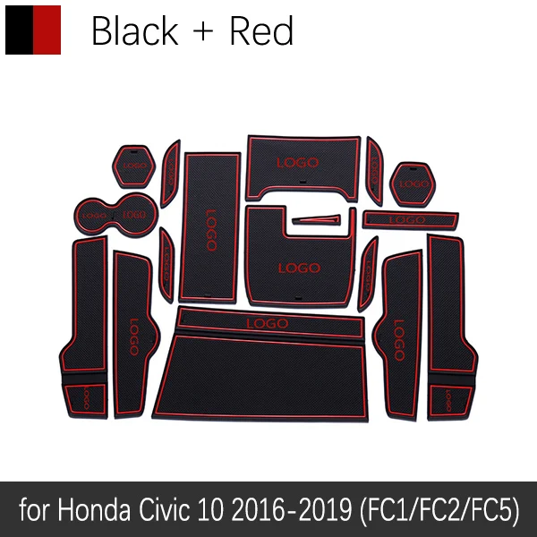Анти-скольжения двери резиновые чашки подушки для Honda Civic 10~ 10th Gen FC FC1 FC2 FC5 паз коврик для оформления интерьера вашего автомобиля, автомобильные аксессуары - Название цвета: Red