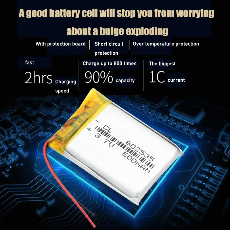 Supply lithium battery lithium polymer Rechargeable battery 602535 600 mah 3.7V For MP3 MP4 MP5 GPS PSP MID Bluetooth Headset Rechargeable Lithium Batteries