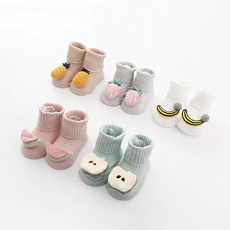 Новые носки для малышей; сезон зима-осень; хлопковые носки с рисунком для маленьких девочек; нескользящие носки-тапочки; носки для маленьких мальчиков