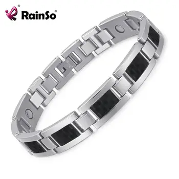 

Rainso 2020 New Fashion Energy Health Stainless Steel Bracelet Bangle Plated Magnetic Health Care Bracelet For Women Men Jewelry