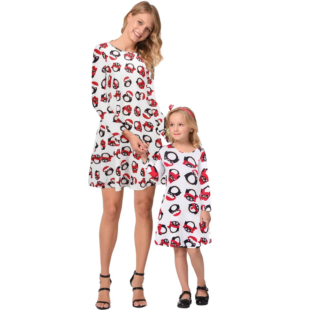 ZSIIBO/Одинаковая одежда для семьи рождественское платье с принтом в виде снеговика для родителей и детей юбка для родителей и детей WGBLYQ18