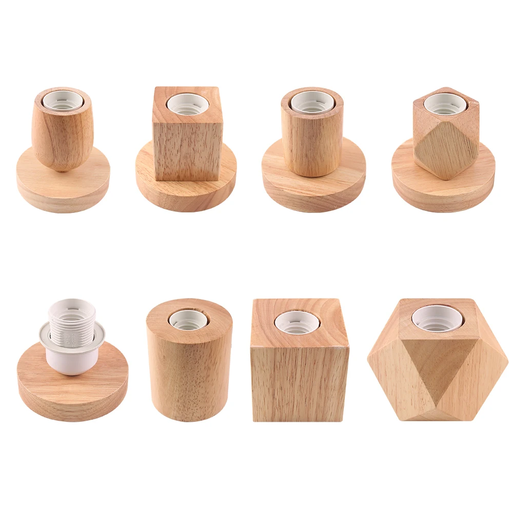 Retro Wood Table Lamp Lamp Base Decorative Lights E27 Socket Vintage Desk Lamp Base Holder EU Plug Bedside Decoration Wooden Base Table Light 220V 110V