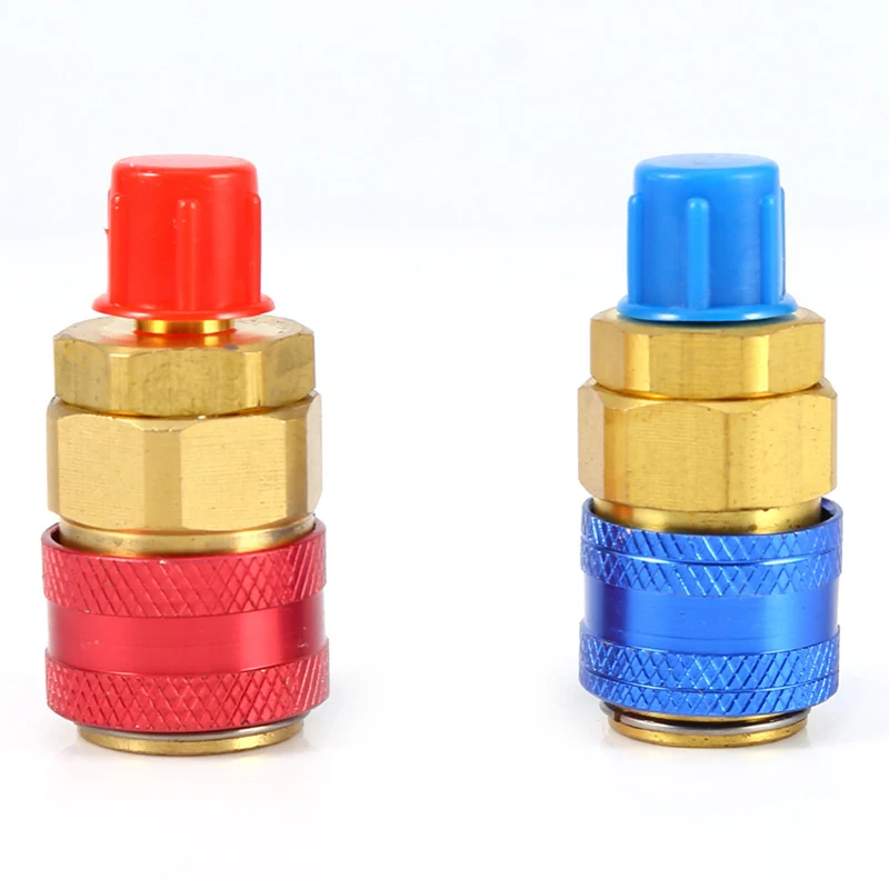 2 шт. Синий Красный латунные адаптеры автомобильный Кондиционер фторид