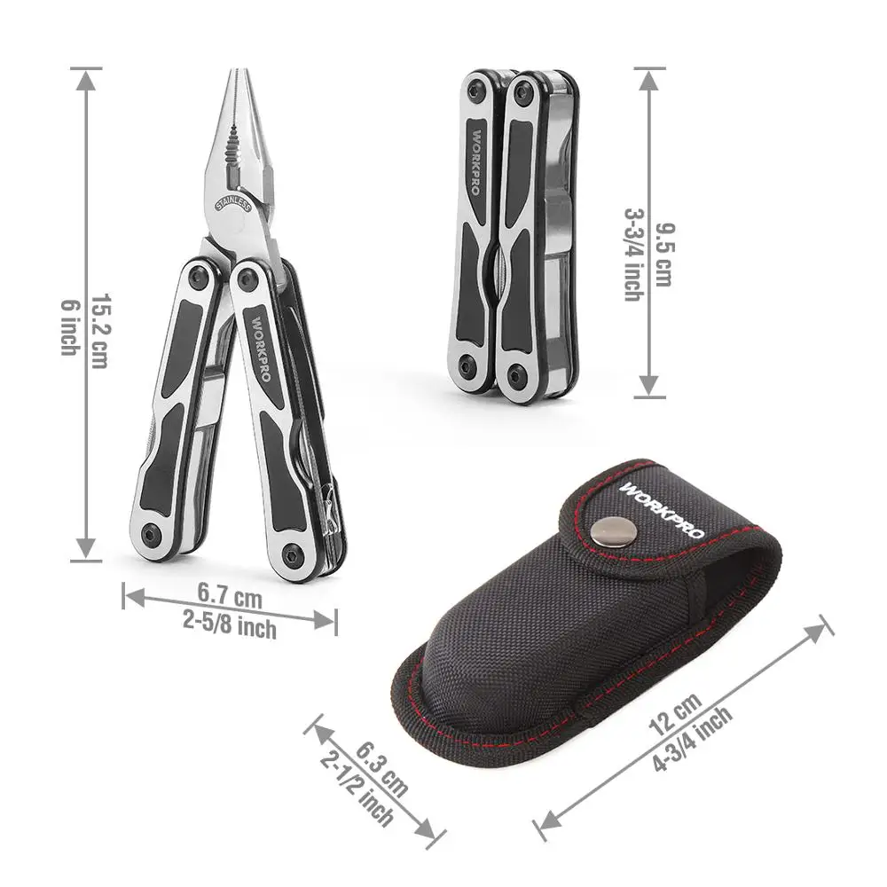 15 in 1 Multi Plier Stainless Steel Multitool Wire Stripper Crimping Tool WORKPRO For Camping Survival Hiking wire stripper,universal pliers,hand tools,stripping pliers,crimping tool,crimping tools,wire stripping pliers,crimping pliers,multifunctional pliers,multifunctional tools