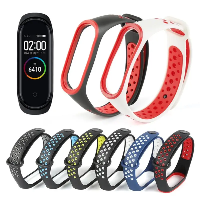 Яркий Силиконовый браслет для Xiaomi MI Band 3 Miband 4 спортивный дышащий ремешок сменный