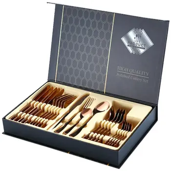 

24pcs Dinnerware Set Tableware Set Fork Spoon Knife Kitchen Cutlery Set 304 Stainless Steel Mirror Finish Dinnerware Dinner Set