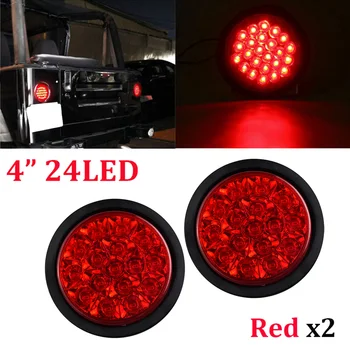 

12V Round Truck Tail Light Wires Bus With Rubber Cover 24LED Red Round