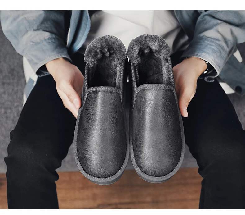 Leather Ankle Men Boots Casual Shoes Cheap Outdoor Waterproof Work Safety Shoes Mens Snow Boots Sneakers Warm Military Boots