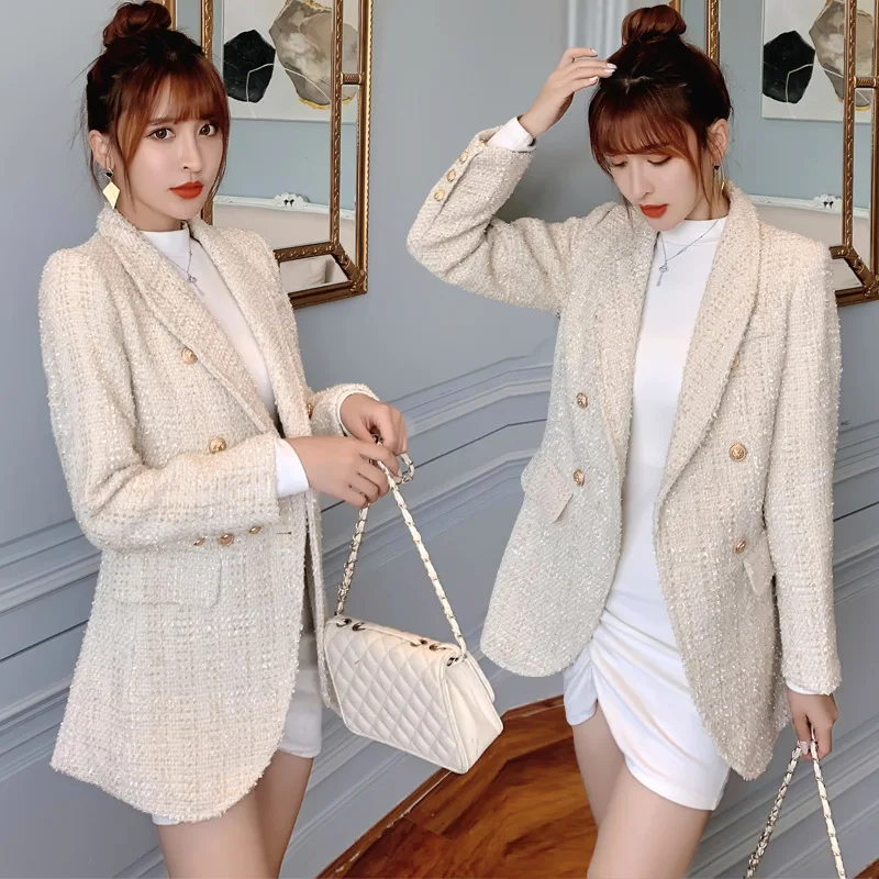 

Photo Shoot Online Celebrity Small Suit Coat Women's French Slim Fit Elegant New Style England Graceful Casual Mid-length