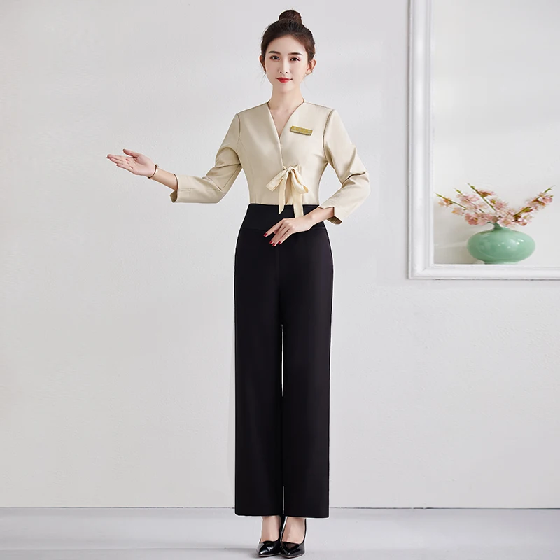 

High-end beauty salon working clothes female autumn new hotel foot bath attendants health salon technician beautician set