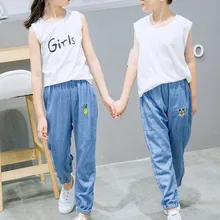Детская одежда; коллекция года; сезон весна-лето; детские джинсы из тенселя; Антимоскитные брюки для больших мальчиков; тонкие шаровары