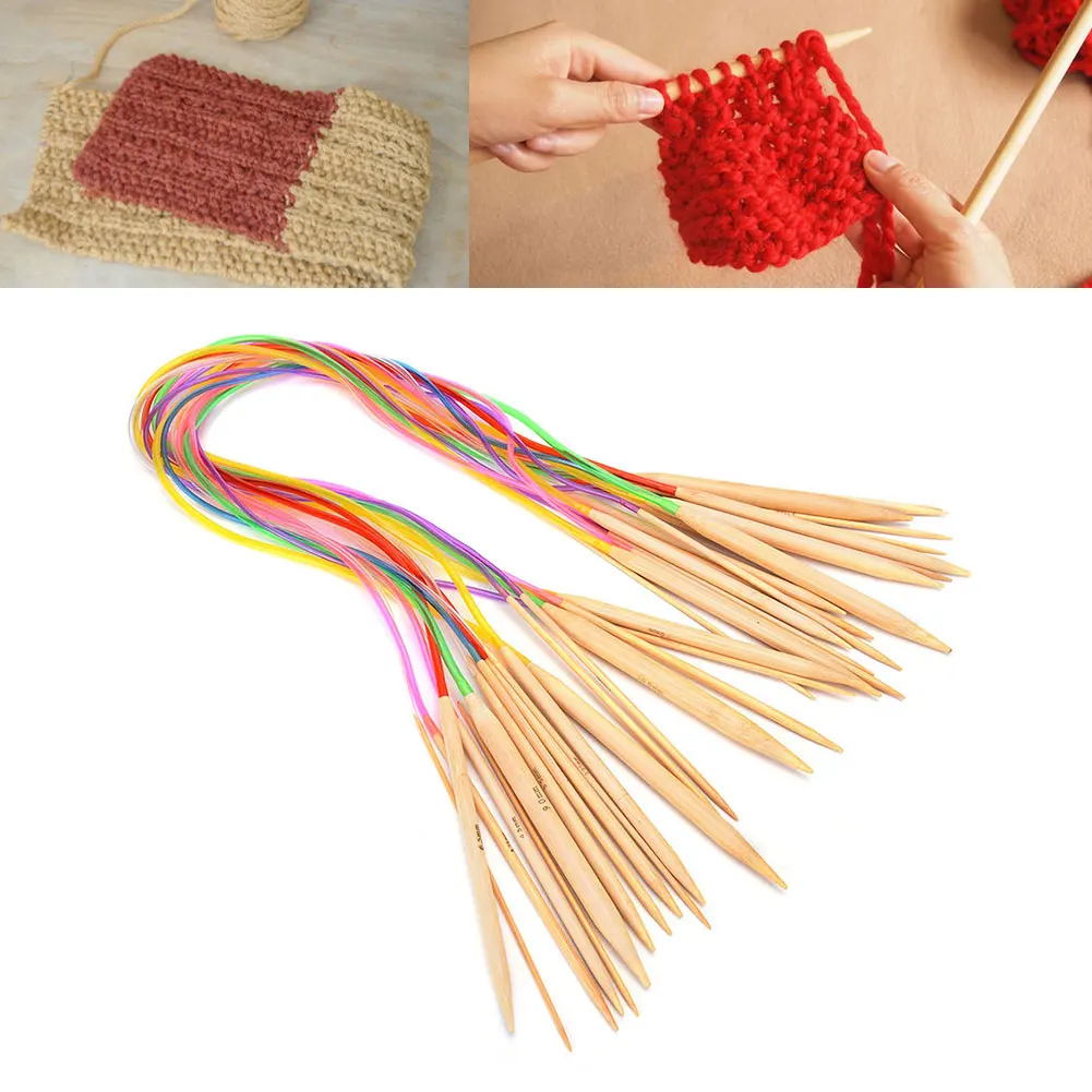 18 шт./компл. трубка круговой бамбуковый спицы DIY Пряжа Вязание ремесла