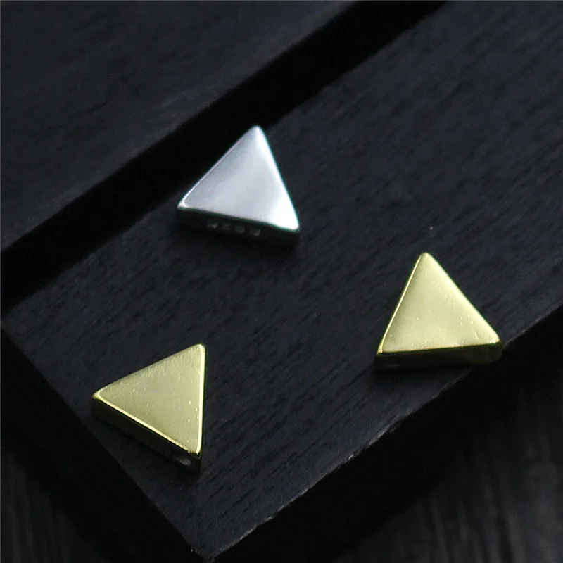 

Real 925 Sterling Silver Accessories Triangle Spacer Beads Suit DIY Bracelet Necklace Making Loose Beads Fine Jewelry
