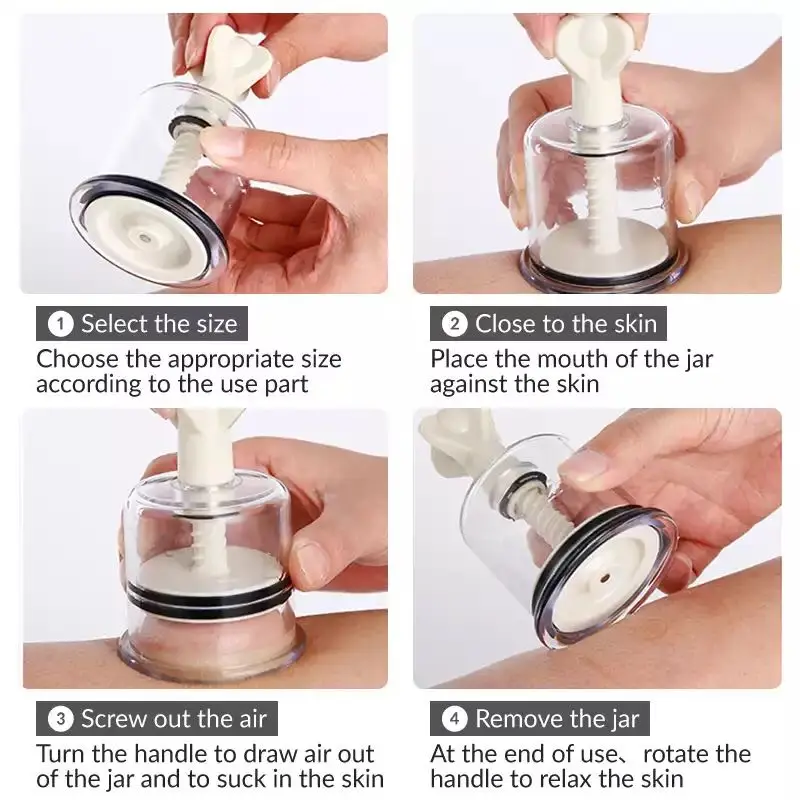 SHARE HO 10pcs 5 Size ABS Vacuum Cans Banks Hand-twisted Cupping Anti-cellulite Massage Jars Suction Chinese Health Care Therapy 4