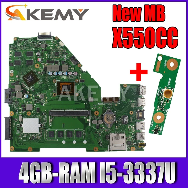 Akemy X550CC материнская плата для ноутбука Asus A550C X550CL R510C оригинальная 4GB-RAM I5-3337U GT720M |