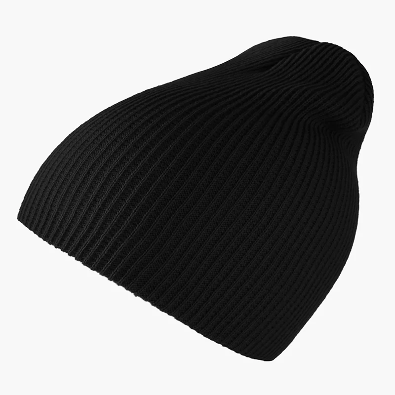 Мужские шапки однотонная ребристая Длинная вязаная осенне-зимняя шапка уличная дышащая повседневная Gorros модные эластичные шапки - Цвет: Черный