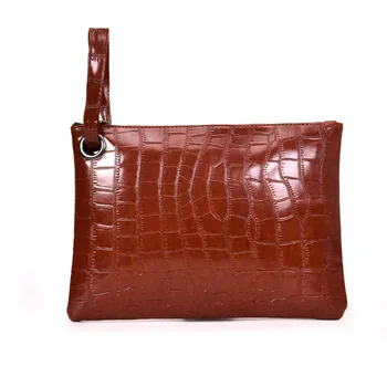 

New Fashion 2019 Women Alligator PU Leather A4 Briefcase Luxury Handbag Envelope Large Clutch Zipper Designer Wristlet Bag
