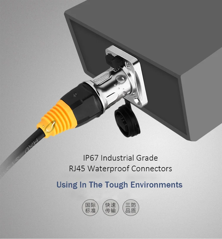 Ethernet industrial conector RJ45 Plug & Socket Exterior Impermeable IP67 Metal