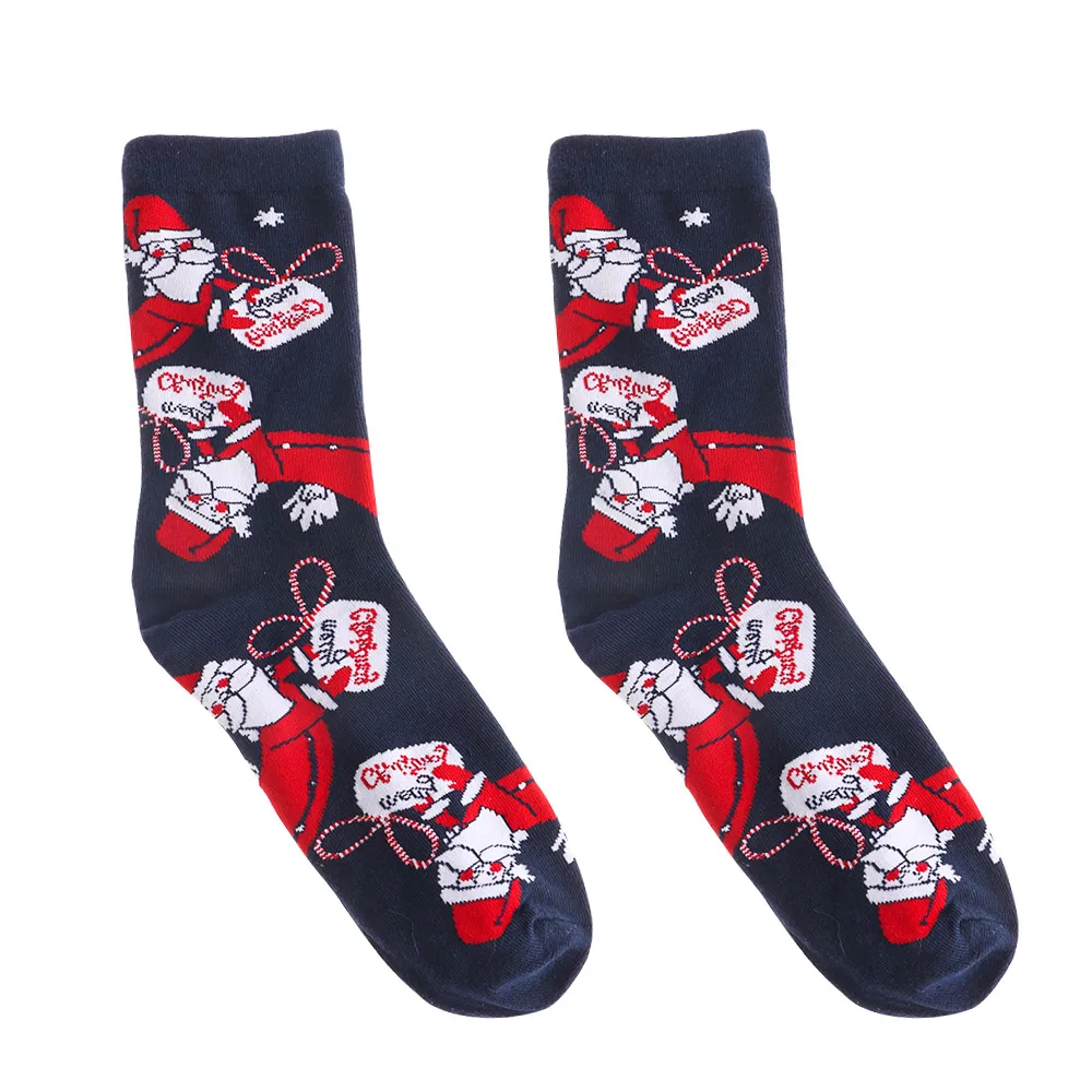 1 пара, Осень-зима, повседневные, унисекс, рождественские, теплые, с лосем, снеговиком, средние, с забавным рисунком, Длинные хлопковые носки, женские носки