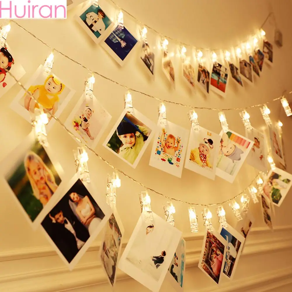Huiran LED Photo Clip String Lights Rustic Wedding Decor Weeding Decoration For Wedding Birthday Party Supplies Christmas Party