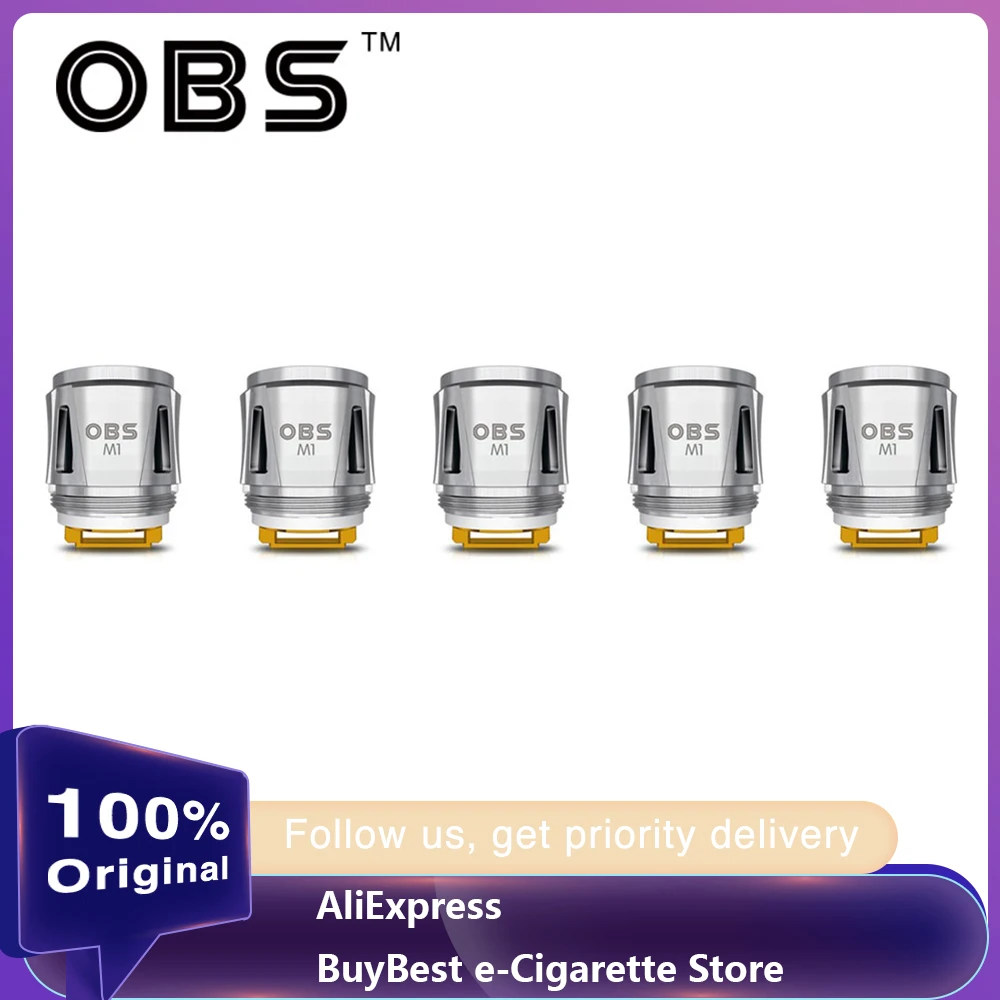 100% Оригинальные OBS куб комплект катушки OBS Draco M1 сетки катушки 5 шт. с 0.2ohm сопротивление для OBS Draco Starter комплект электронной сигареты Вдыхание
