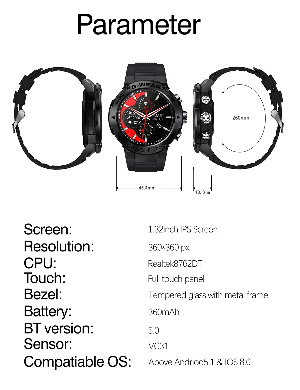 Sports Smart Watch Men BT Phone Call Customize Watch Faces Music Fitness Tracker Super Long Standby Smartwatch Android IOS K28H
