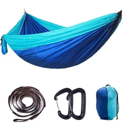 Hamac Parachute en tissu Super large et Long, avec Configuration haut de gamme, peut dormir horizontalement, extérieur avec boucle en aluminium 