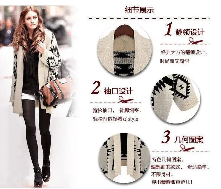 sweater for women Euramerican Autumn Winter New Fund In Long Temperament Commutes Lozenge Jacquard Cardigan Sweater Loose Knitting Coat cable knit sweater