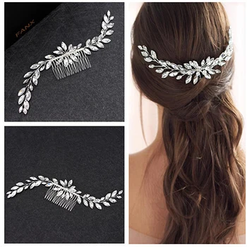 

trendy silver color crystal bride headdress luxury rhinestone bridal hair comb for women headband wedding hair jewelry