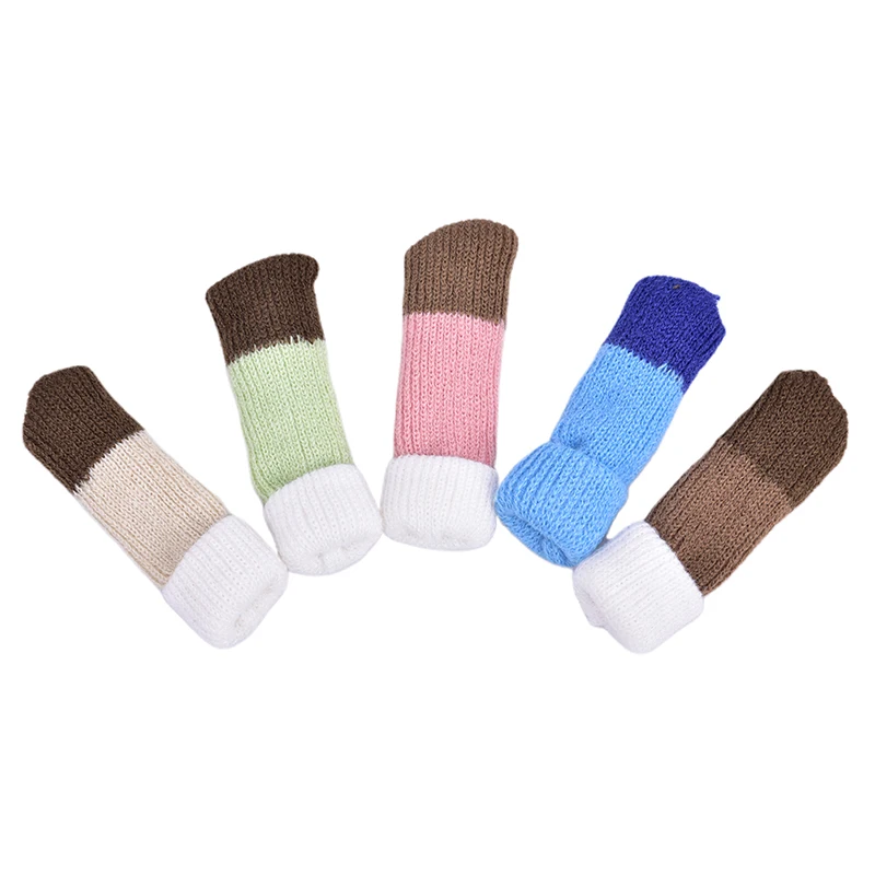 

4Pcs Yarn Knitting Chair Leg Socks Furniture Anti-Slip Floor Protective Cover With Flower Rosette Home Decor 12cm x 3cm