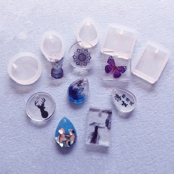 

20Pcs/Set Crystal Epoxy Resin Mold Keychain Pendant Casting Silicone Mould Kit 634D