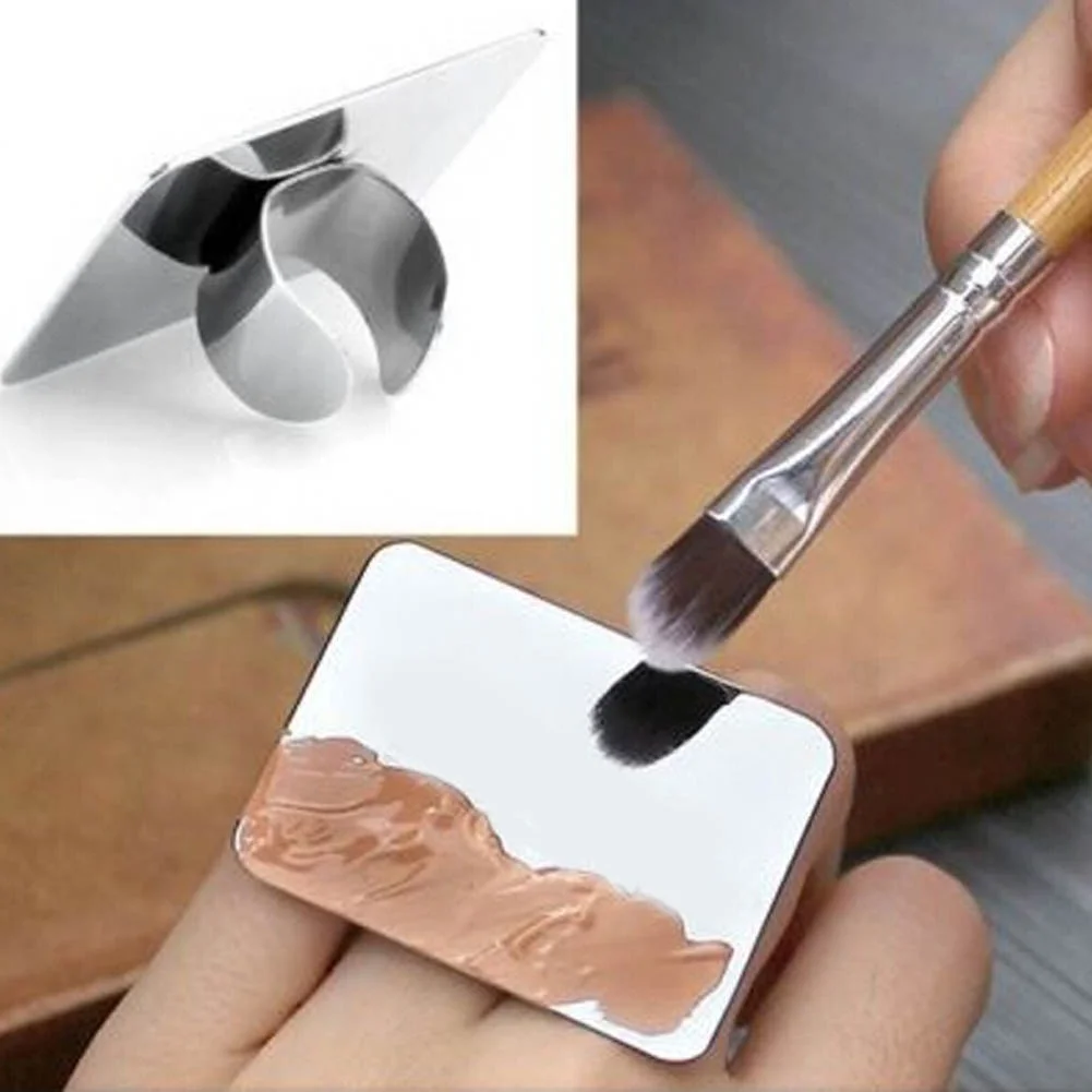 Sale Hot Sale Nail Art Makeup Cosmetic Stainless Steel Paint Mixing Palette Ring Tool Vy8kwbN6y