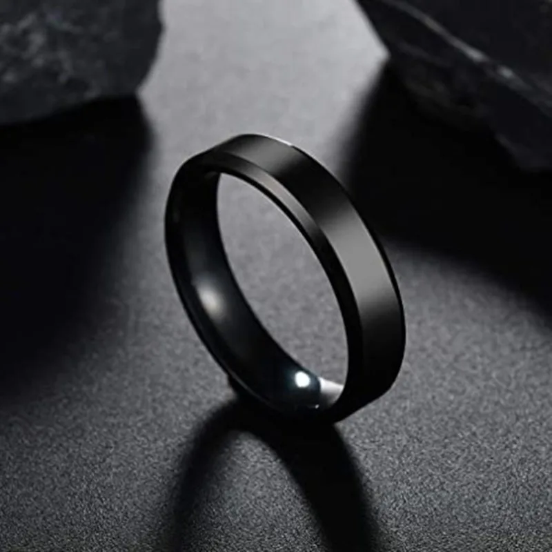 MIXMAX 100pcs Stainless Steel Rings For Women 6MM Polished Black Gold Silver Plated Fashion Mens Jewelry Ring Wholesale Lots