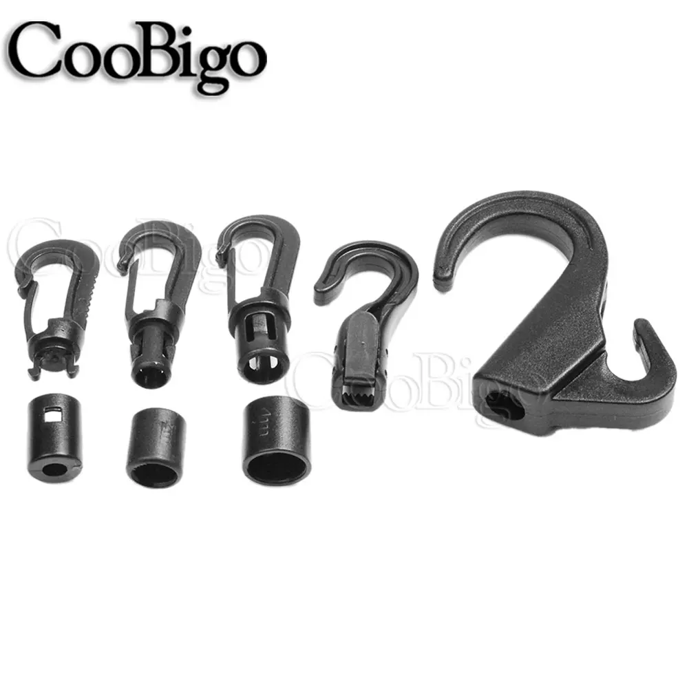 20Pcs 6mm Plastic Snap Hook Buckle Cord End Lock for Elastic Rope Fixed Clips