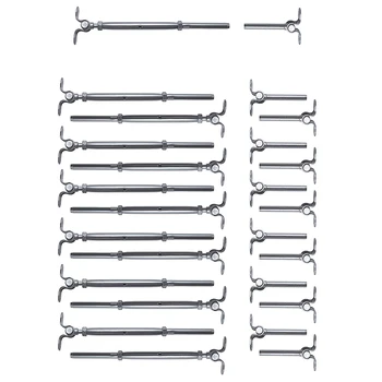 

HOT-13 Pack Stainless Steel Deck Toggle Jaw & Swage Turnbuckle Set for 1/8 Wire Rope Cable Railing Butterfly Terminal
