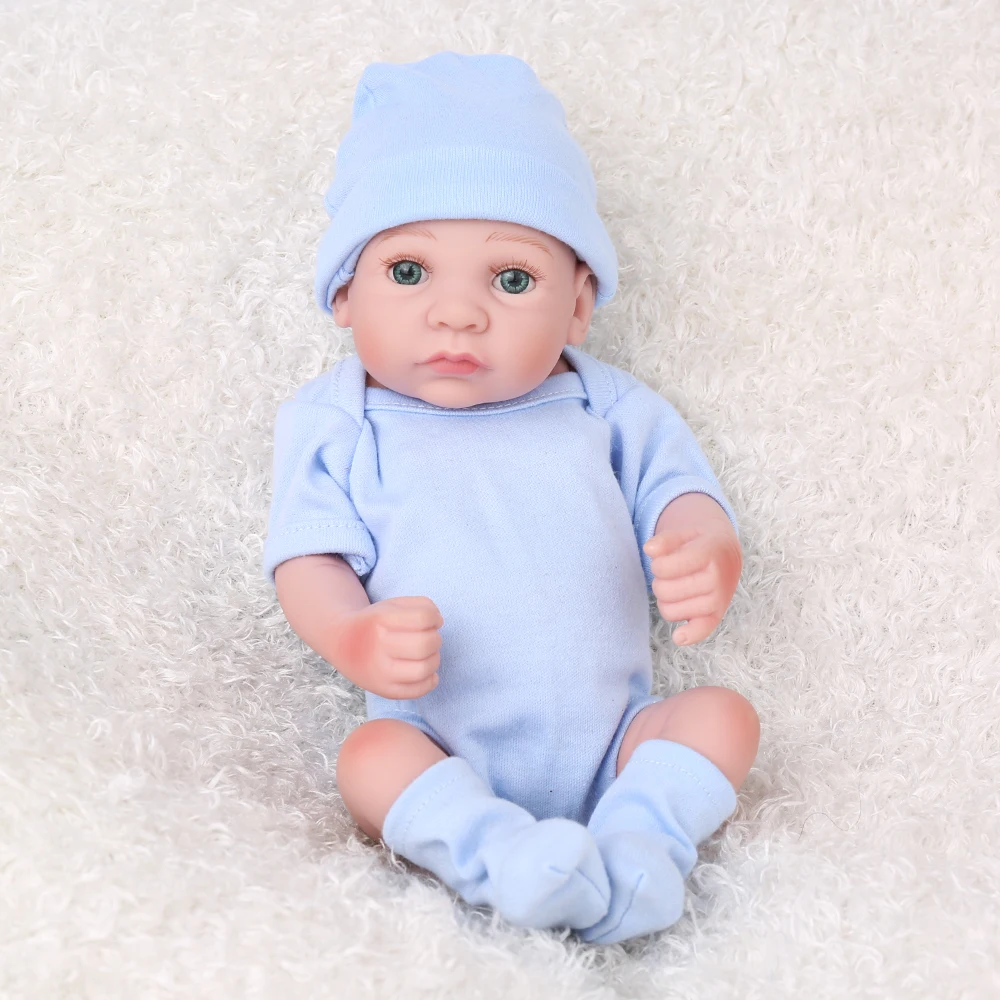 Мини-куклы 11 дюймов bebe Reborn 28 см из мягкого силикона reborn baby реалистичные игрушки boneca для девочек подарок на день рождения - Цвет: blue clothes doll