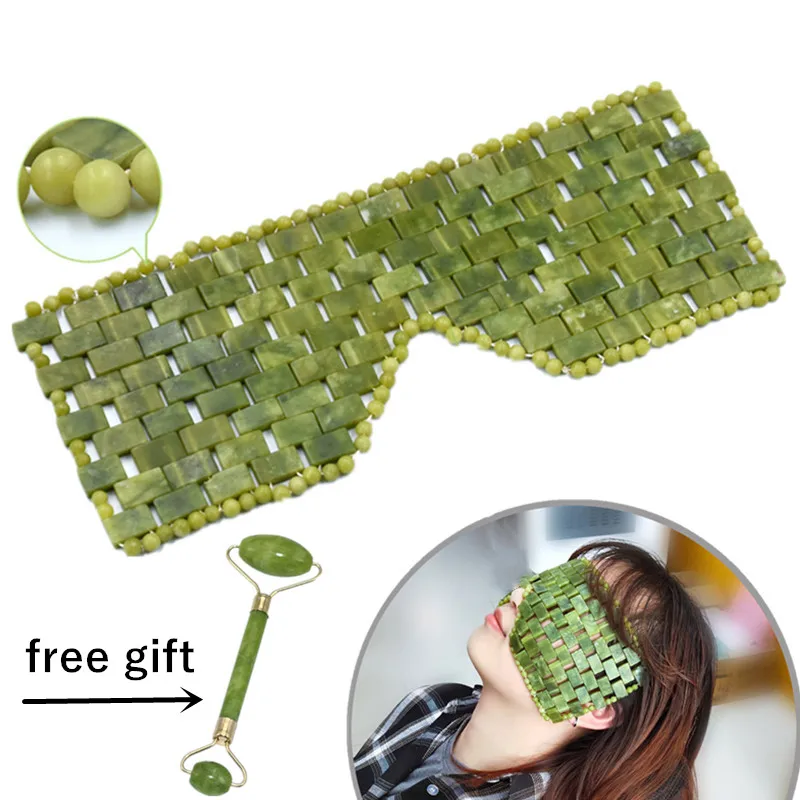 

2pc/set Natural Real Eye Massager Therapy Jade Stone Germanium Sleep Eye Mask Shade Cover Relaxation Healthcare Gift Beauty Tool