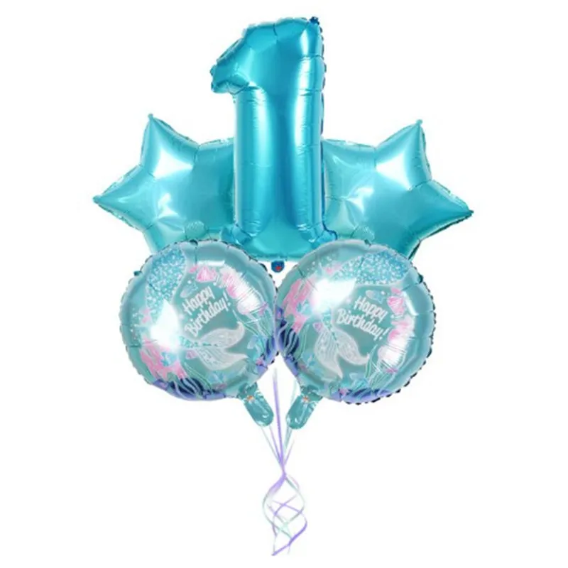 5pcs/lot Mermaid Theme Party Foil Balloons Little Balloon Kids Birthday Decorations Baby Shower Supplies | Дом и сад