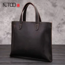AETOO Новое поступление Женская Мужская сумка винтажная crazy horse Натуральная кожа Сумка почтальон Деловая Сумка для документов женская
