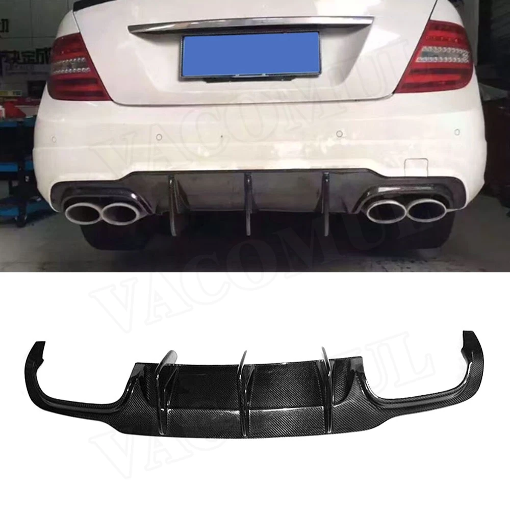For C Class Carbon Fiber / FRP Rear Bumper Lip Diffuser Spoiler For Benz W204 C63 AMG C300 Sport 2012 - 2014