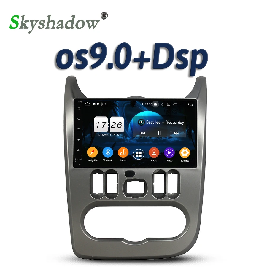 DSP ips для Renault Logan Sandero Duster Android 9,0 2 Гб ОЗУ 16 Гб 4 ядра автомобильный dvd-плеер gps карта AHD RDS радио Wifi Bluetooth 4,2
