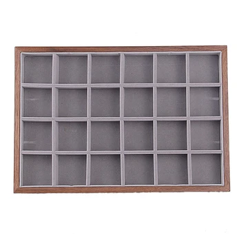 

Jewelry Tear Wood Jewelry Ring Earring Insert Display Cufflinks Organizer Box Flat Stackable Tray Holder Storage Showcase