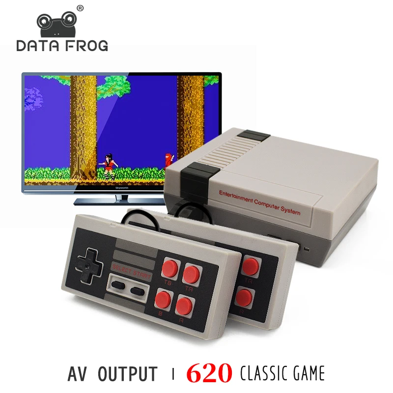 Мини ТВ игровая приставка DATA FROG 8 бит Ретро видео консоль встроенный 620 игр с двумя