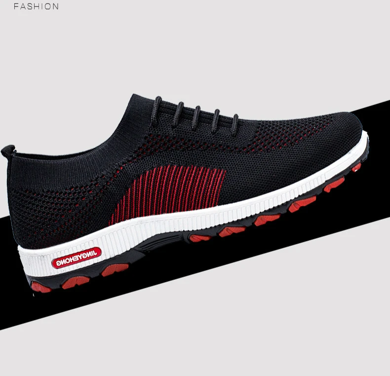 Spring Autumn Breathable Men Shoes Casual Flyknit Loafers Fashion Sneakers Slip-on Mixed Color Men Shoes Low-cut Outdoor Shoes