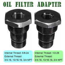 Adaptador de rosca de Filtro De Aceite automotriz, adaptador de filtro de aceite roscado de aleación de aluminio, de 1/2 "-28 o 5/8"-24 A 3/4 "-16 13/16"-16 3/4 NPT