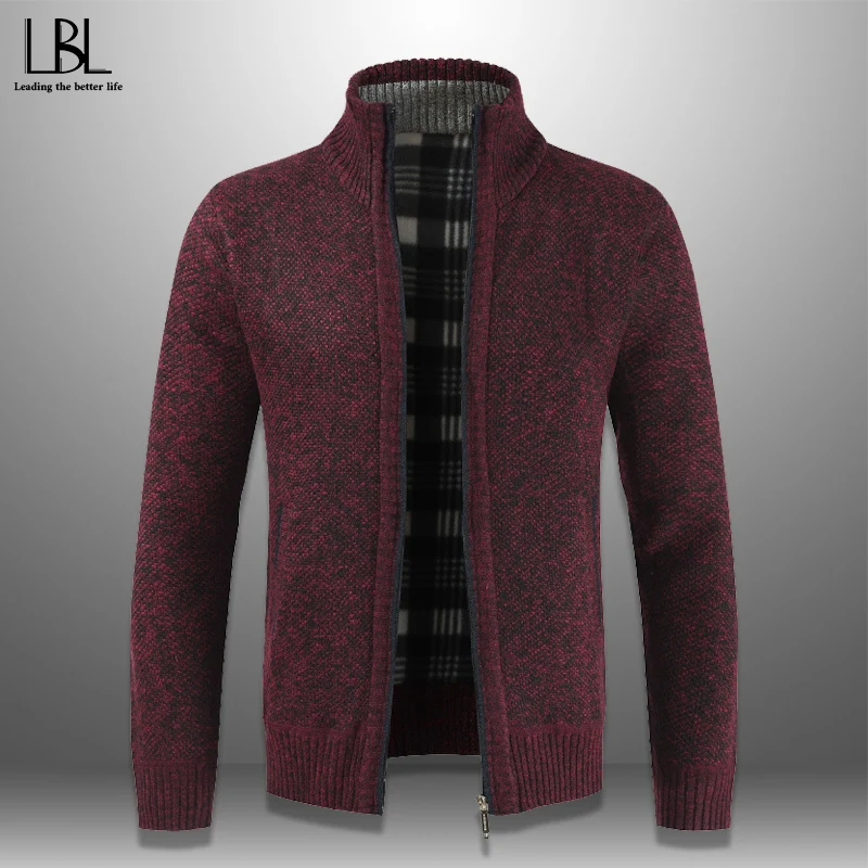 

Winter Men's Sweater Thick Cardigan Men Casual Stand Collar Jacket Warm Knitwear Zipper Autumn Overcoat Solid Male Jackets Comfy