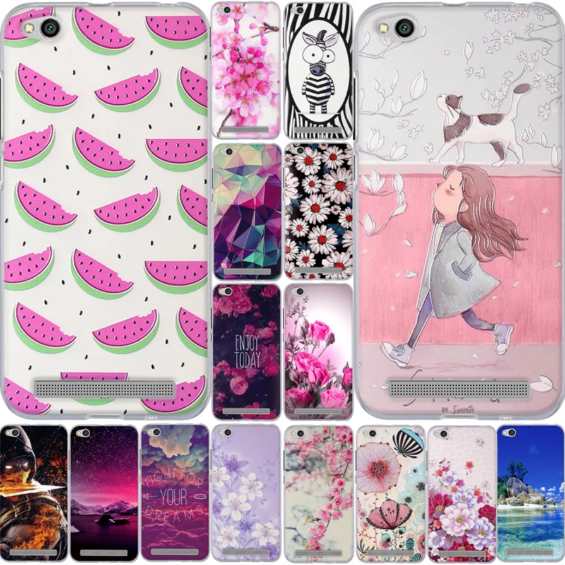

Phone Case for Xiaomi Redmi 5A Case Protective Silicone Cover for Xiaomi Redmi 5A Case Cartoon Flowers Covers for Redmi 5a Case
